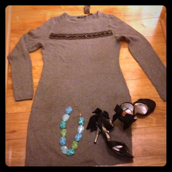 Gray Daisy Fuentes Sweater Dress NWT