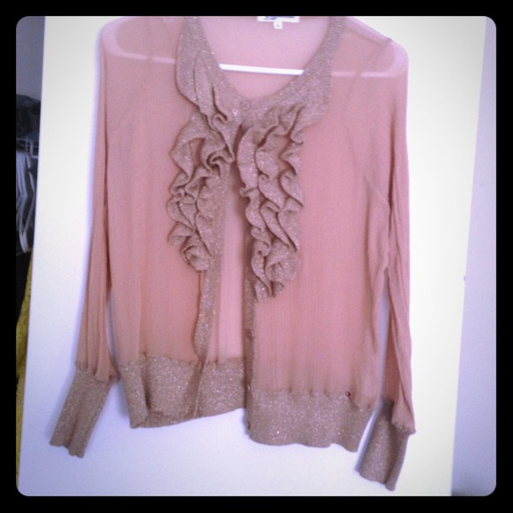 🔴RESERVED🔴 Sheer cardigan with ruffles NWOT