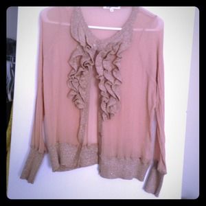 🔴RESERVED🔴 Sheer cardigan with ruffles NWOT