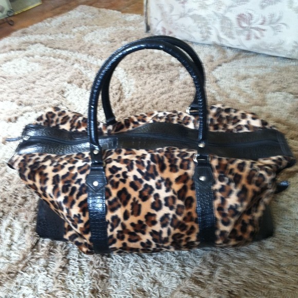 Leopard duffle overnight bag