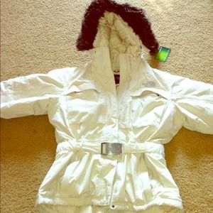 Northface white winter jacket