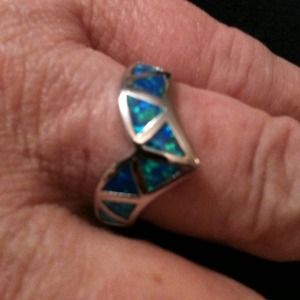 Blue fire opal ring
