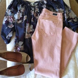 Blush Pink Paige Skyline Skinny Jeans