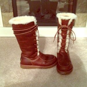 leather lace up UGG boots!