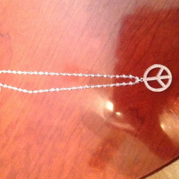 Silver peace sign necklace