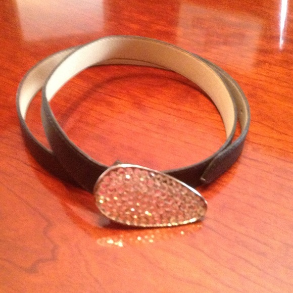 Black and rhinestone buckle belt