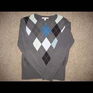Grey Argyle sweater--REDUCED 5/14