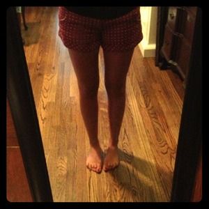 Red and navy patterned shorts