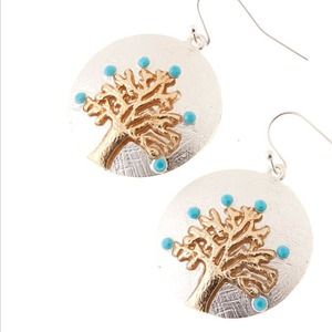 Gold tree earrings