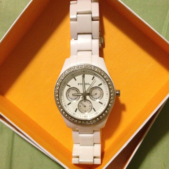 White Fossil Watch