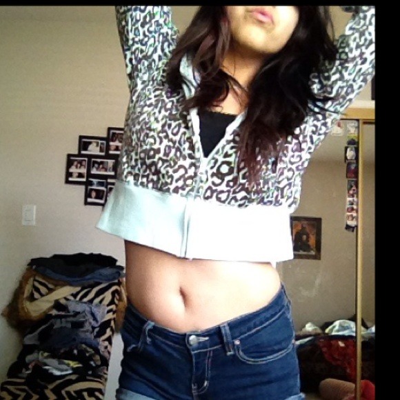Cheetah leopard animal print mint crop jacket.
