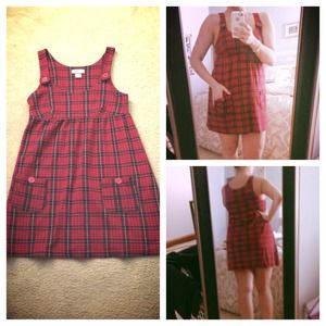 Red Plaid Jumper Dress Red Plaid Jumper Dress