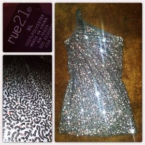 Sequined One Strap Dress