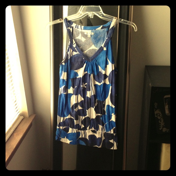 Blue Floral Racer Back Tank