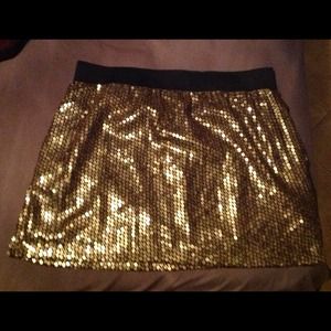 Gold Sequin Skirt with Pockets