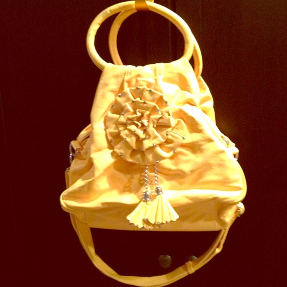 Yellow leather flower purse