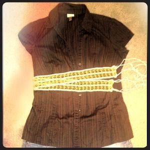 Brown collar shirt with belt