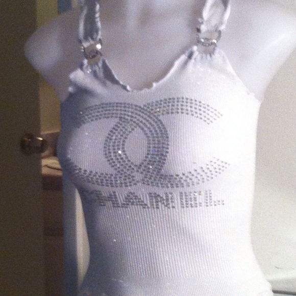 Chanel tank with rhinestone  CC
