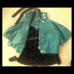 **REDUCED** Teal crop jacket and black halter top