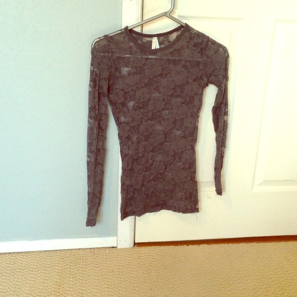 Charcoal grey lace top