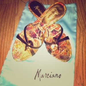 Marciano bronze heels, leather sole