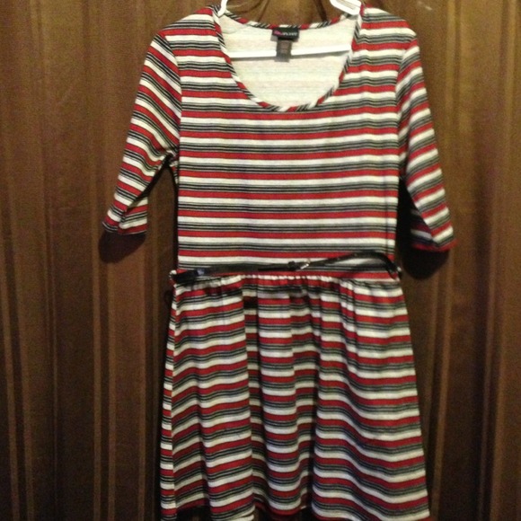 Red black and gray dress