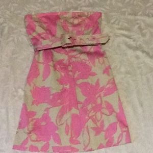 Cotton/Tan/Pink/Orange size 10 dress with pockets