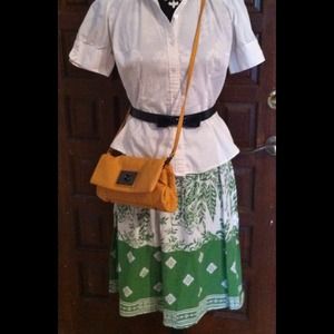 Green and White Summer Skirt and necklace