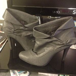 Grey high heel boots