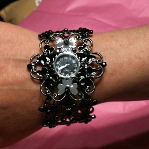 Beautiful black and grey floral watch