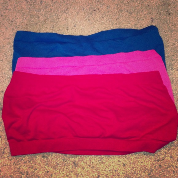 💥SOLD💥Red, bright pink and teal bandeau bundle!