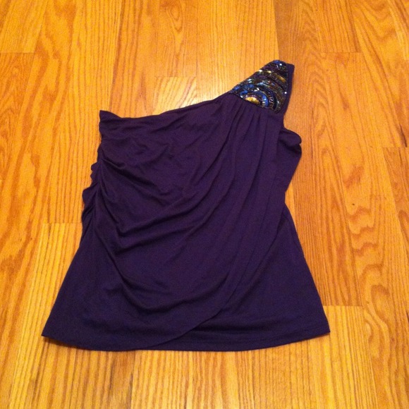 SOLD on eBay! One shoulder sequin purple top M/L