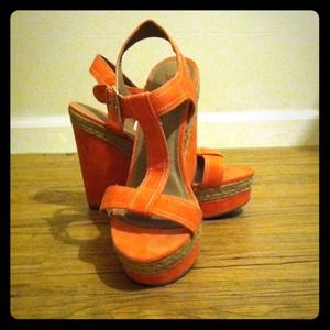 HOLD - Orange Wedge Sandals