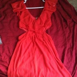 Coral cut out dress!