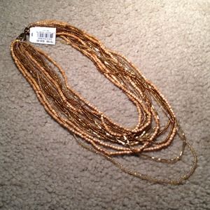 NWT Glass & Wood Bead Necklace