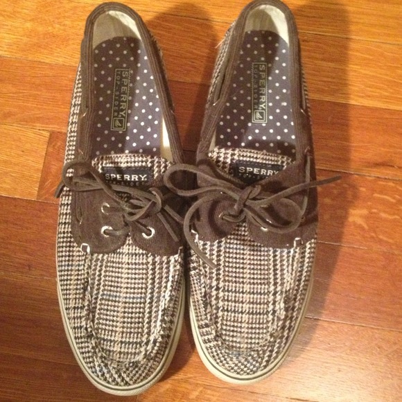 Sperry topsiders black and cream print