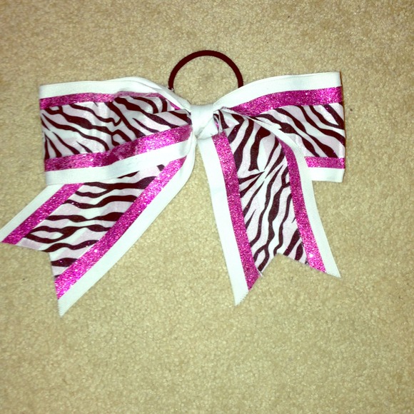 Zebra and pink glitter CHEER BOW