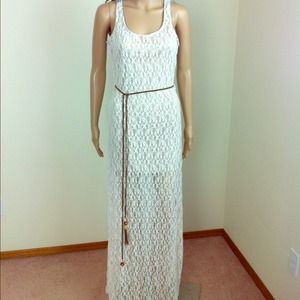 Lace Belted Maxi Dress