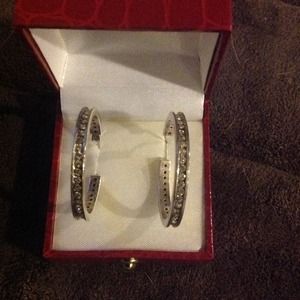Sterling silver cz hoop earrings