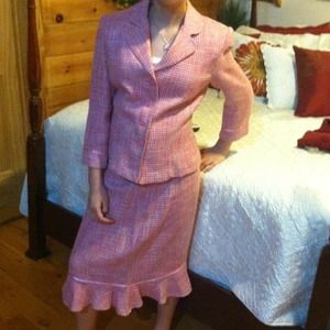 Pink tweed suit.  Size 8 perfect for Spring