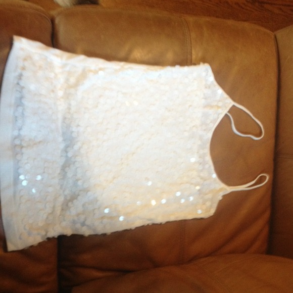 Cream Sequined Tank Top