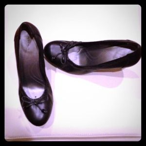 Dark gray metallic heels. Size 8. Worn once.