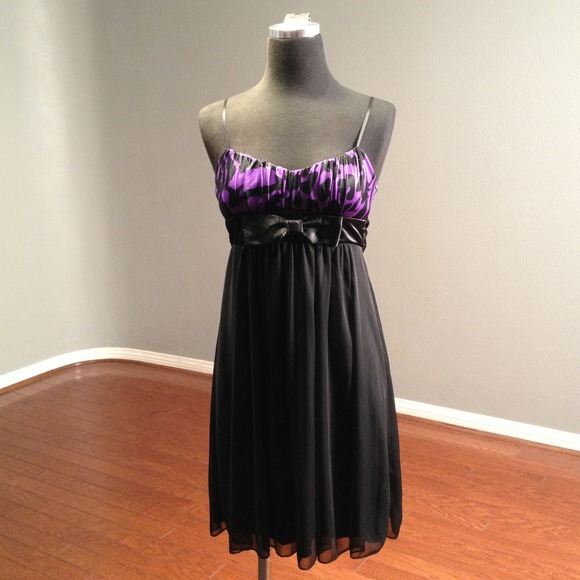 Purple and black Satin Cocktail Dress