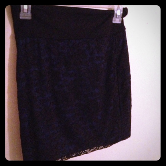 TRADED--Blue and black lace mini bodycon