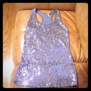 Sparkly Gray Sequined Tank Top
