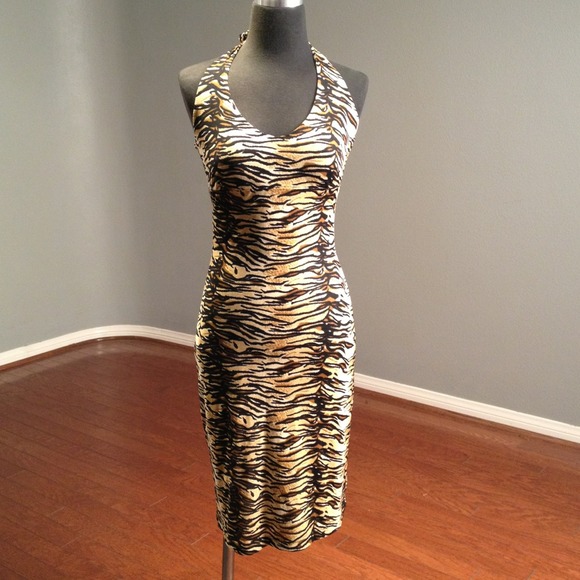Guess Animal Print Halter Dress
