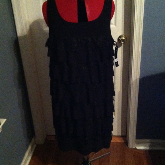 Black tiered ruffle dress