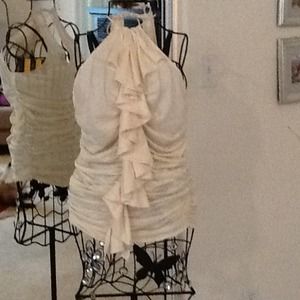 Cream Colored Ruffled Halter Top