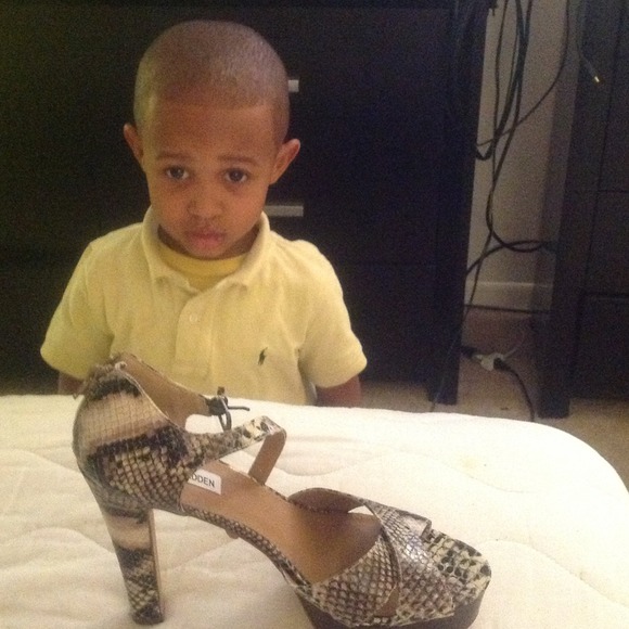 Snake print Steve Madden sandal heel