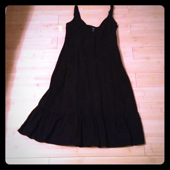 Deep V neck black dress